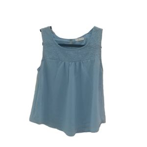 Mine Girls' embroidered Sleeveless Ruffle Top Blue